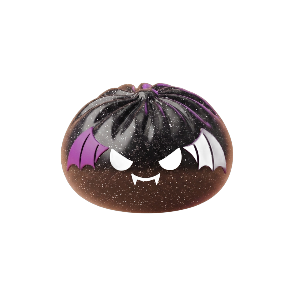 Bat Halloween Dumpling Squishy Glitter Musta Lepakko puristettuna kädessä