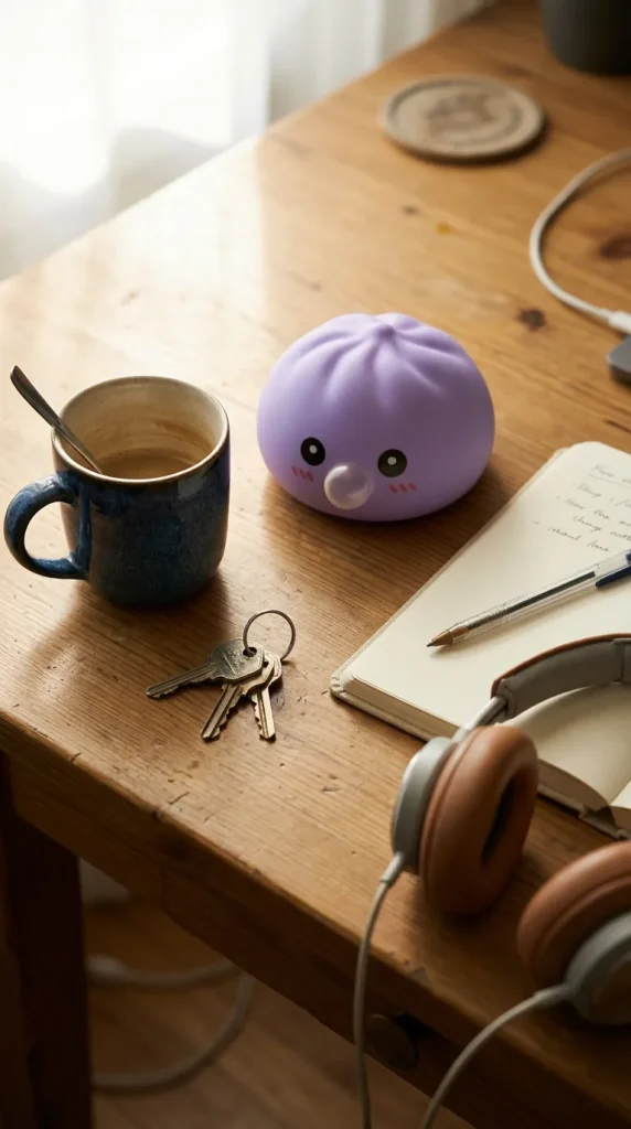 Big Dumpling Squishy Meren Sininen työpöydällä — asiakaskuva
