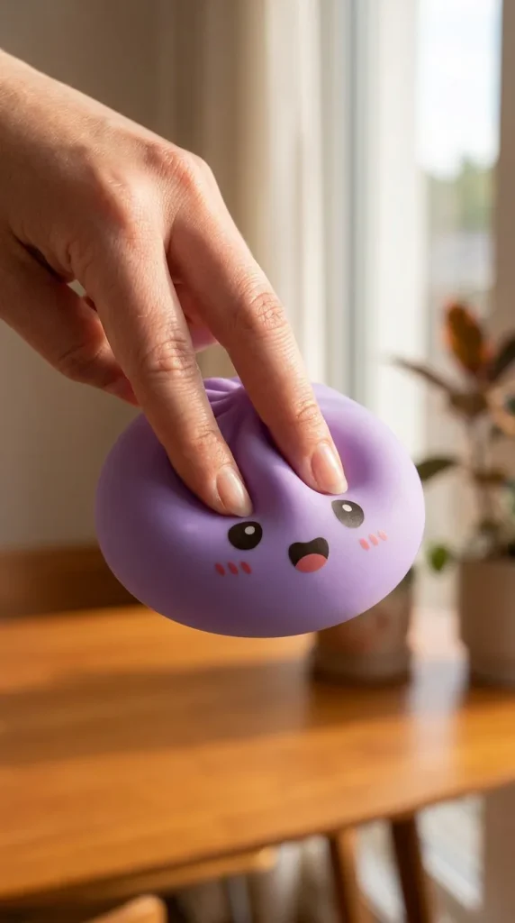 Big Dumpling Squishy Meren Sininen sormien välissä — asiakaskuva