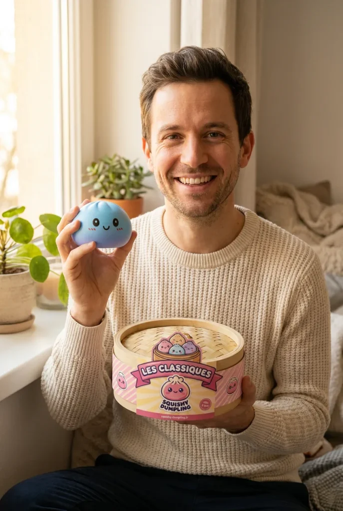 Dumpling Squishy Meren Sininen ja bambutyylinen höyrykori — asiakaskuva
