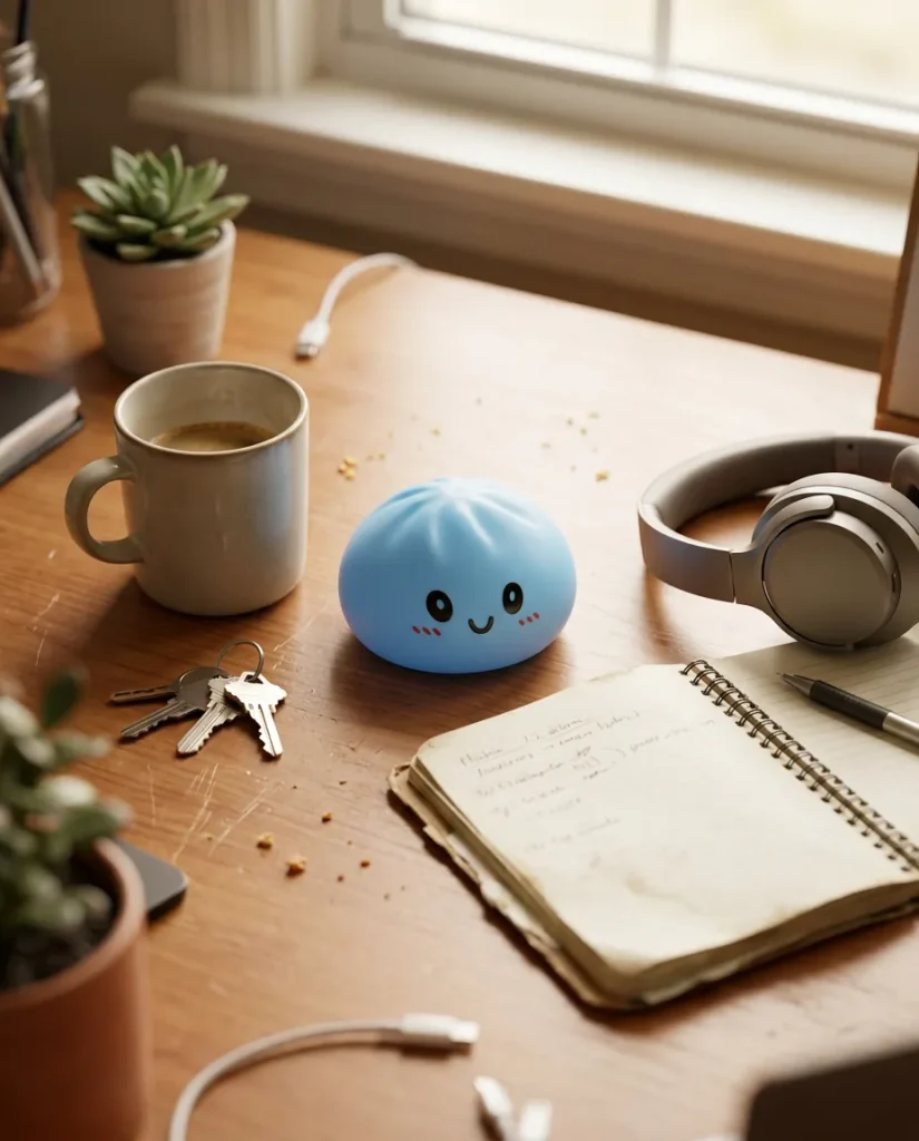 Dumpling Squishy Meren Sininen työpöydällä — asiakaskuva