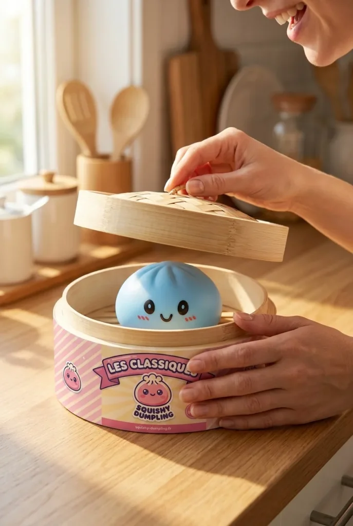 Dumpling Squishy Meren Sininen — unboxing, asiakaskuva