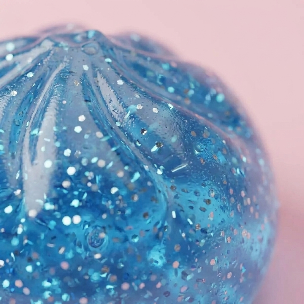 Glitter Dumpling Squishy Sininen Rauha — makrolähikuva tekstuurista