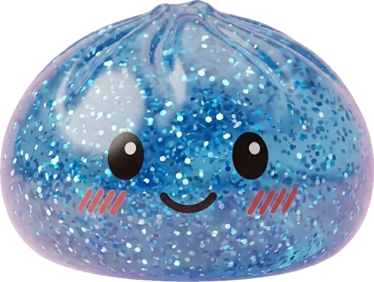 Glitter Dumpling Squishy Sininen Rauha — squishy antistressilelu, slow-rise, kawaii
