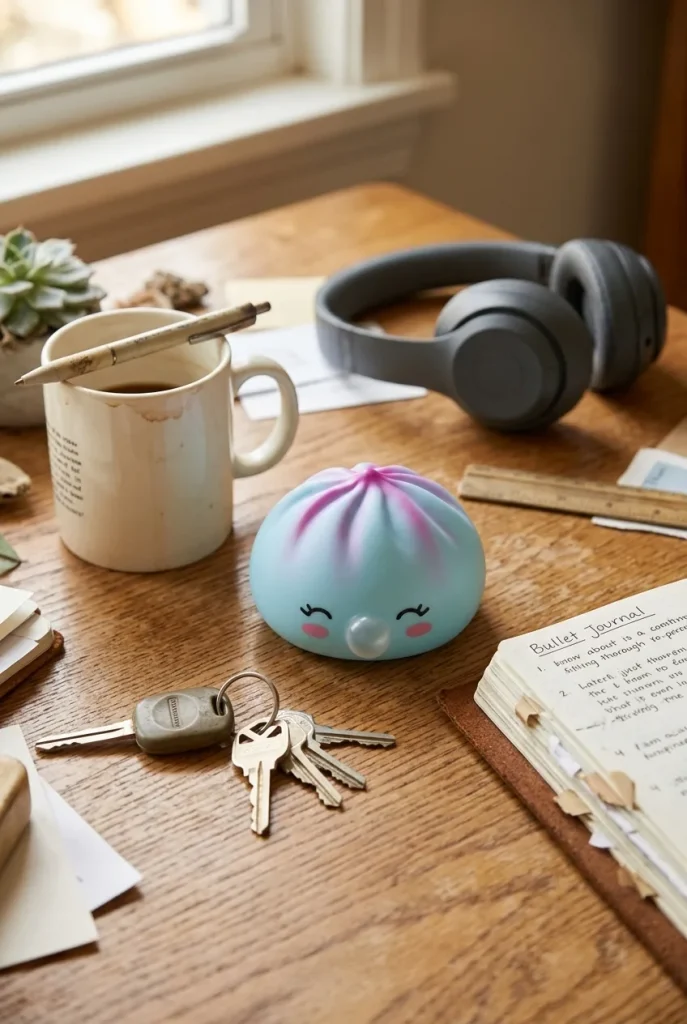 Dumpling Squishy Frost Blue Rare Blow -keräilyharvinaisuus työpöydällä — asiakaskuva