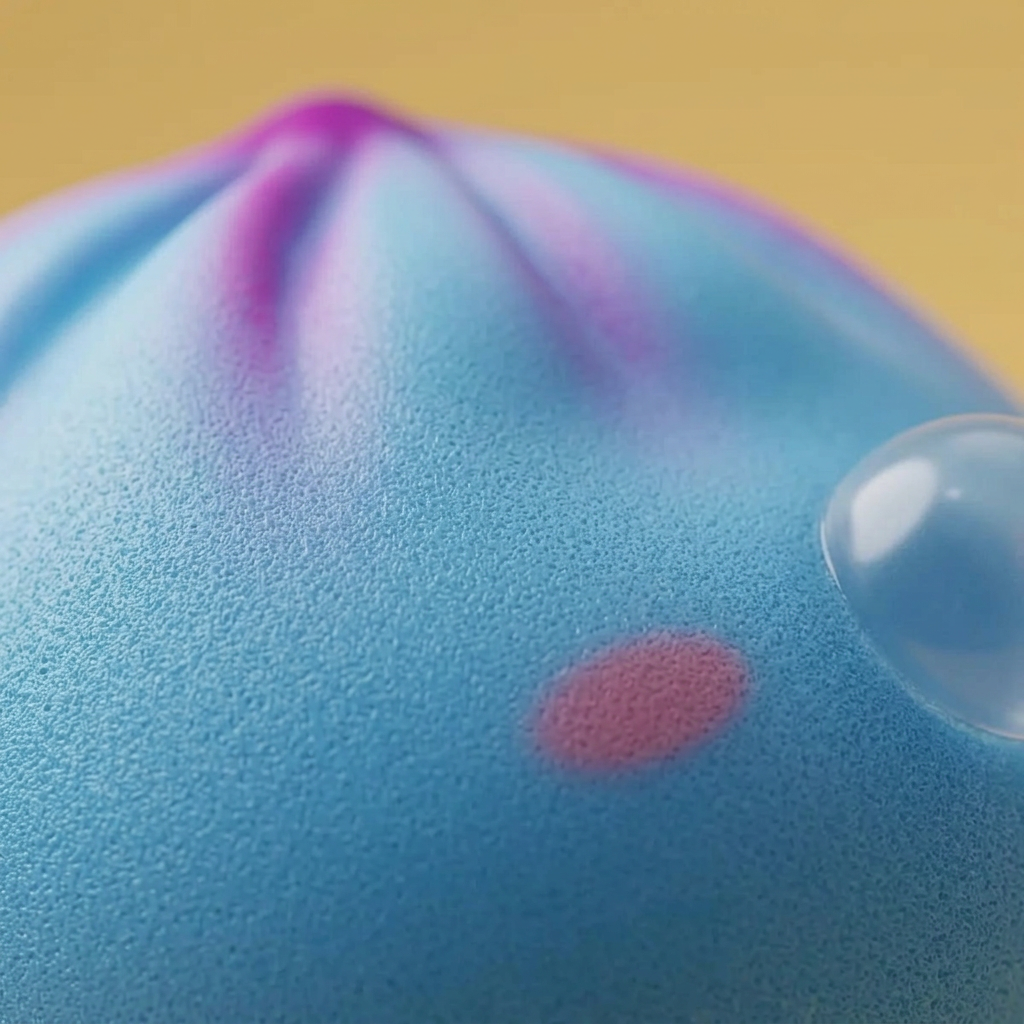 Dumpling Squishy Frost Blue Rare Blow -keräilyharvinaisuus — makrolähikuva tekstuurista