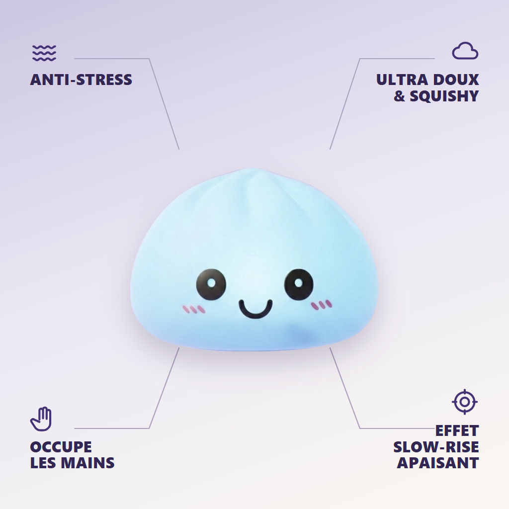 Dumpling Squishy -yövalo, Aurora-sininen — antistress, ultrapehmeä, slow-rise