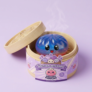 Mystery Dumpling Squishy Yllätys Bambukorissa bambutyylisessä höyrytyskorissa