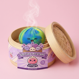 Rainbow Dumpling Squishy Värikäs Yllätys bambutyylisessä höyrykorirasiassaan