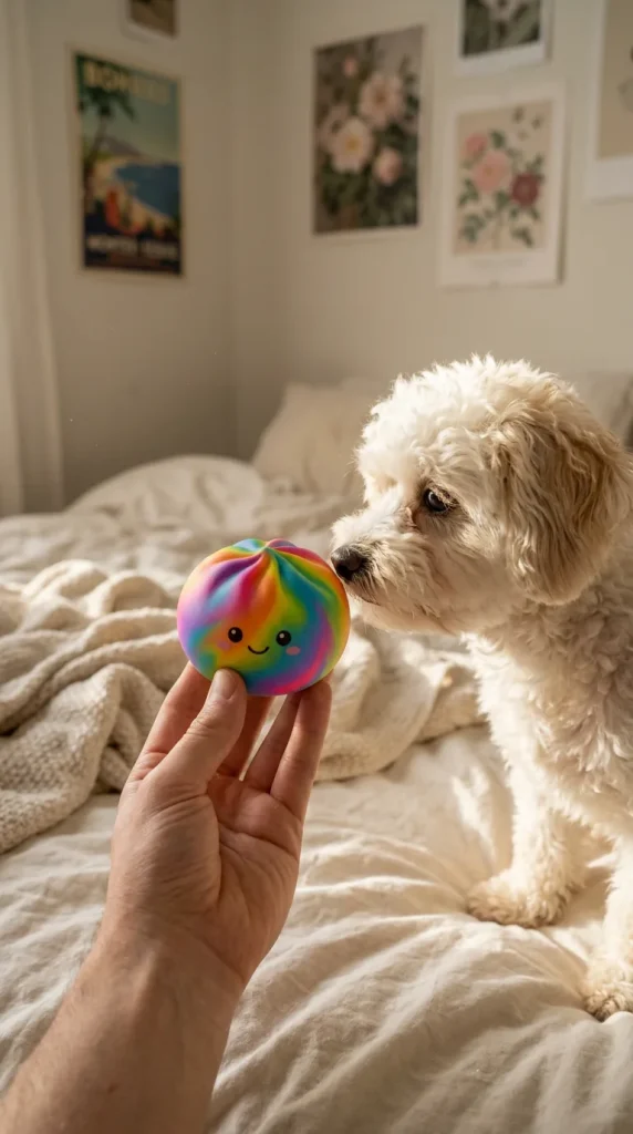 Rainbow Dumpling Squishy Värikäs Yllätys ja lemmikki — asiakaskuva