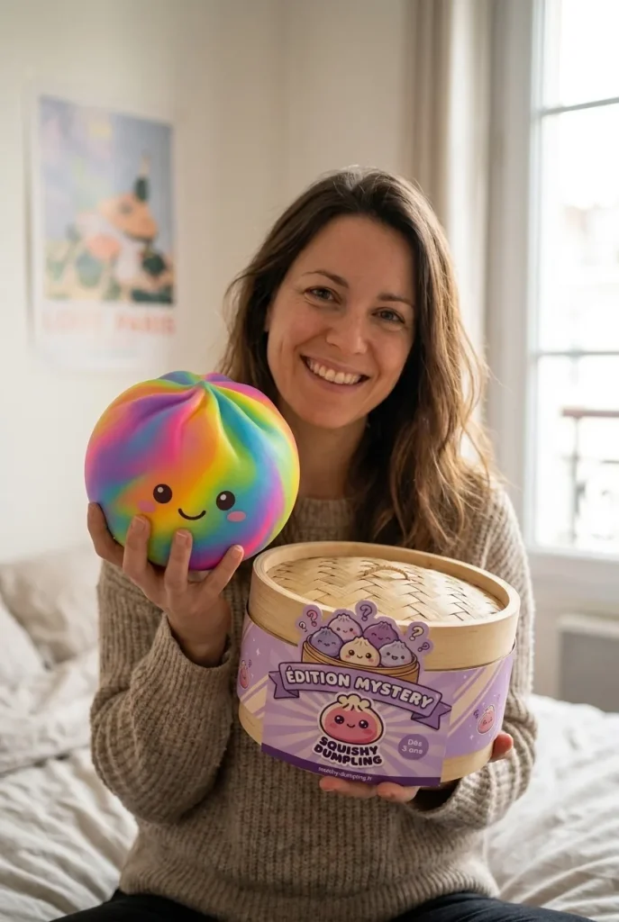 Rainbow Dumpling Squishy Värikäs Yllätys ja bambutyylinen höyrykori — asiakaskuva
