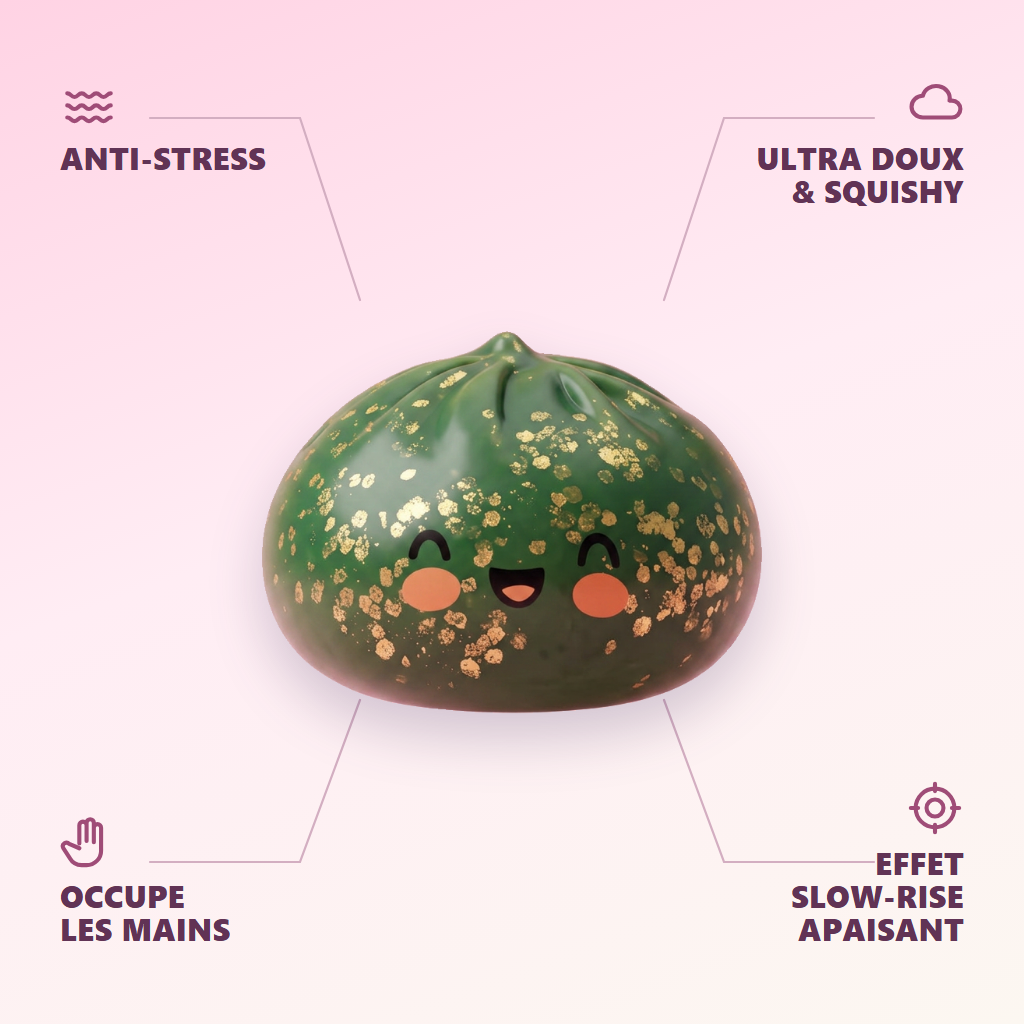 Dumpling Squishy Glitter Smaragdinvihreä — antistress, ultrapehmeä, slow-rise