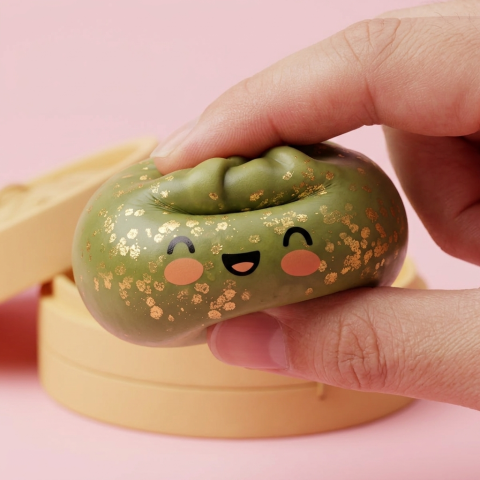 Dumpling Squishy Glitter Smaragdinvihreä — slow-rise-efekti, vaahto palautuu muotoonsa