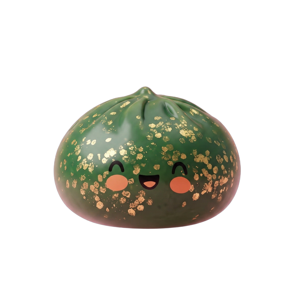 Dumpling Squishy Glitter Smaragdinvihreä — squishy antistressilelu, slow-rise, kawaii