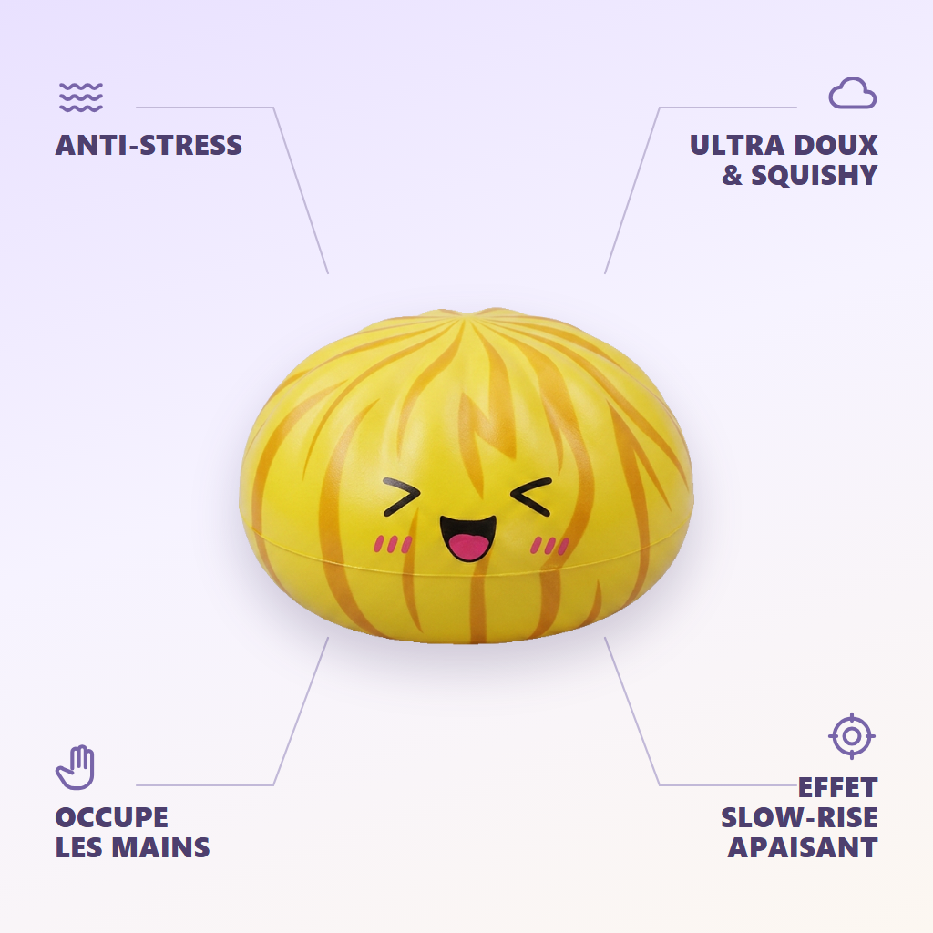 Dumpling Squishy Bun Mystery -yllätyspakkaus infografiikka: tärkeimmät edut