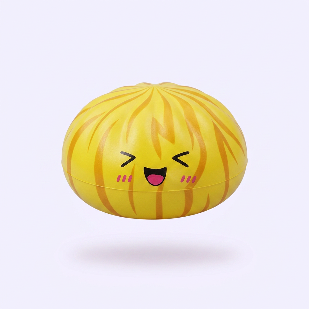 Dumpling Squishy Bun Mystery -yllätyspakkaus puristettuna kädessä
