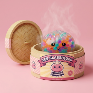 Squishy Dumpling Monivärinen Yllätysväri bambutyylisessä höyrytyskorissa