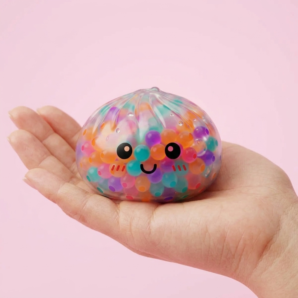 Squishy Dumpling Monivärinen Yllätysväri kädessä — kokovertailu