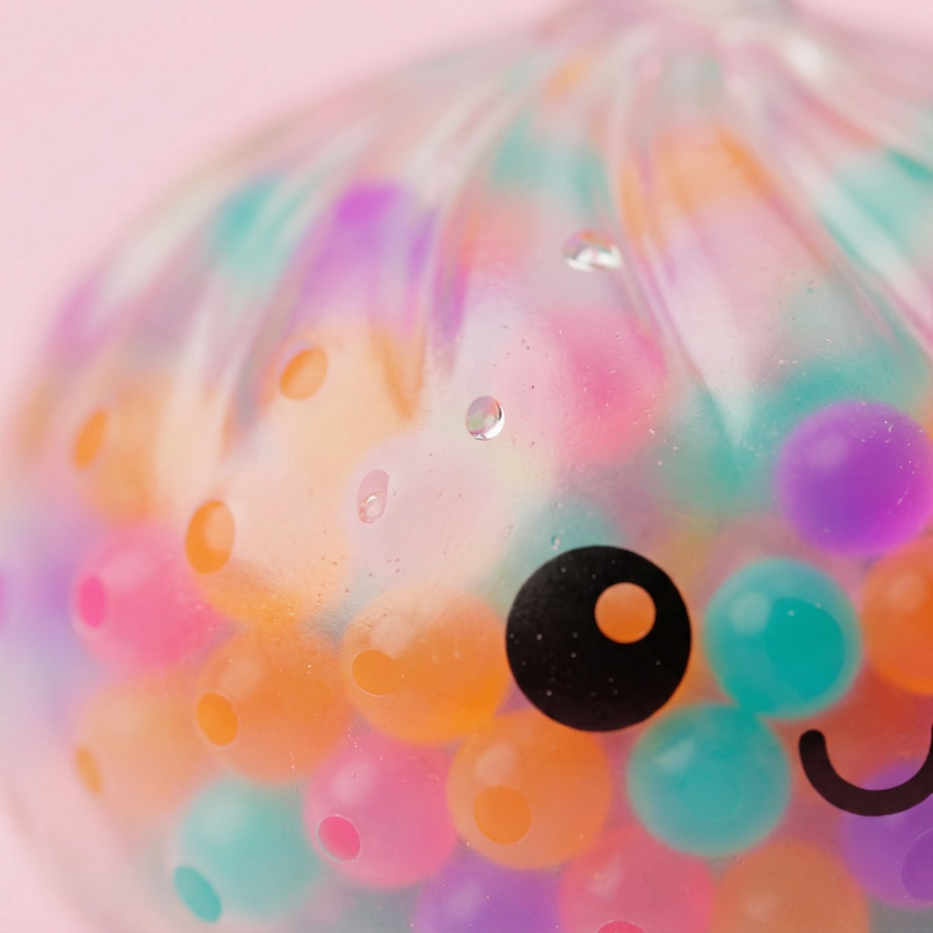 Squishy Dumpling Monivärinen Yllätysväri makrokuva vaahdon pinnasta