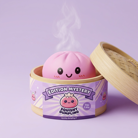Dumpling Squishy Mystery Box Yllätyspakkaus bambutyylisessä höyrytyskorissa