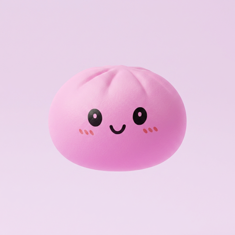 Dumpling Squishy Mystery Box Yllätyspakkaus puristettuna kädessä