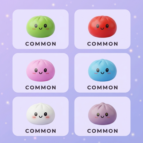 Dumpling Squishy Mystery Box Yllätyspakkaus puristettuna kädessä