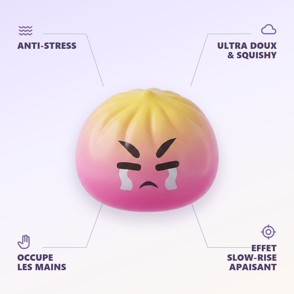 Dumpling Squishy Mystery Bun Yllätyspakkaus infografiikka: tärkeimmät edut