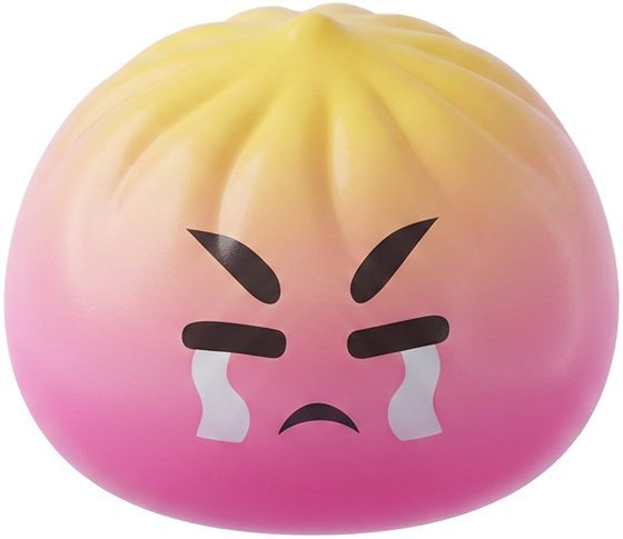 Dumpling Squishy Mystery Bun Yllätyspakkaus puristettuna kädessä