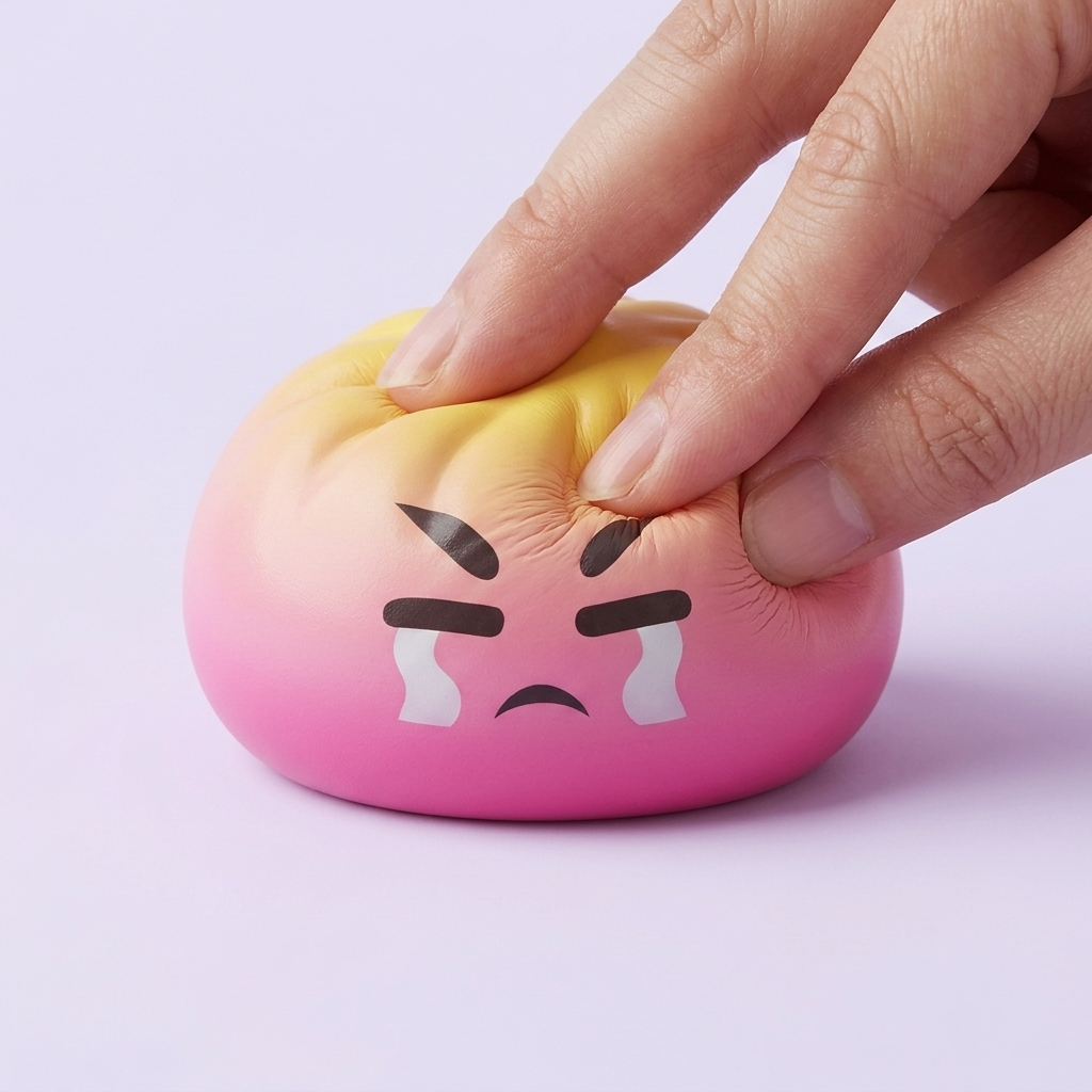 Dumpling Squishy Mystery Bun Yllätyspakkaus puristettuna kädessä