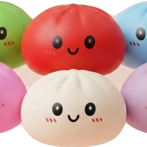 Dumpling Squishy Collection 6 kpl bambukoreissa — squishy antistressilelu, slow-rise, kawaii