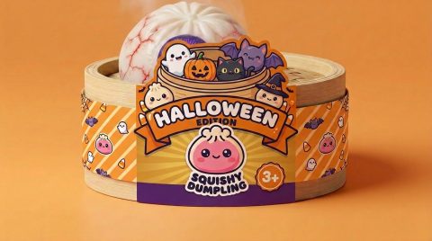 Eye Dumpling Squishy Halloween Kammottava bambutyylisessä höyrytyskorissa
