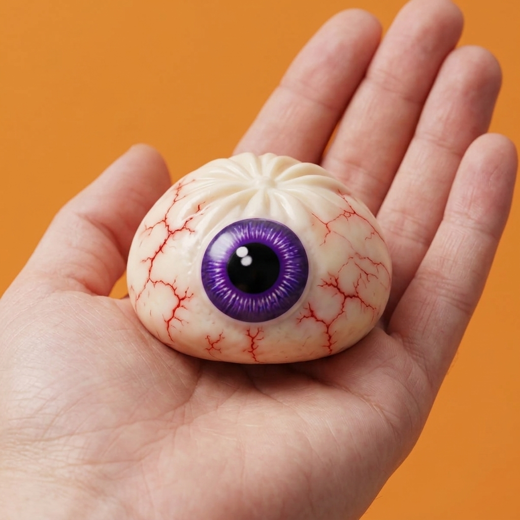 Eye Dumpling Squishy Halloween Kammottava kädessä — kokovertailu