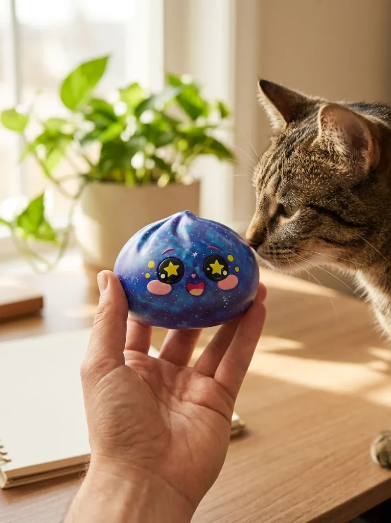 Galaxy Dumpling Squishy Tähtitaivas ja lemmikki — asiakaskuva