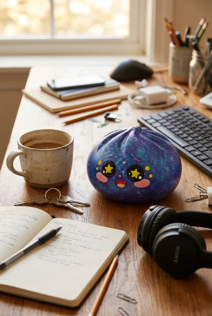 Galaxy Dumpling Squishy Tähtitaivas työpöydällä — asiakaskuva