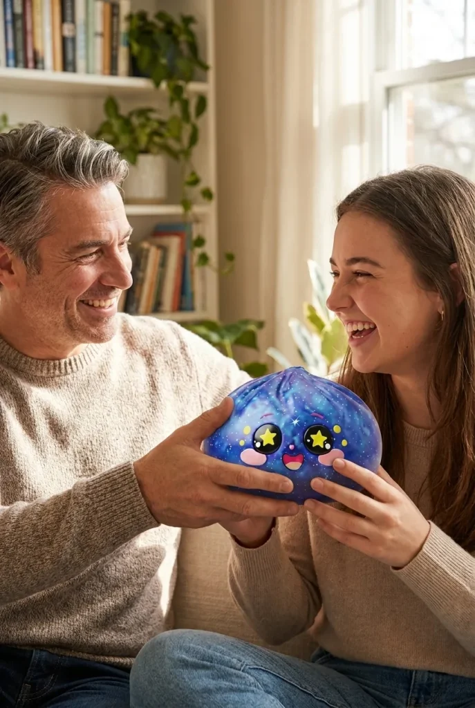 Galaxy Dumpling Squishy Tähtitaivas lahjana — asiakaskuva