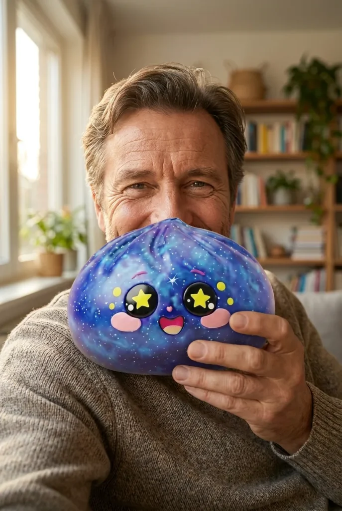 Galaxy Dumpling Squishy Tähtitaivas kasvojen lähellä — asiakaskuva