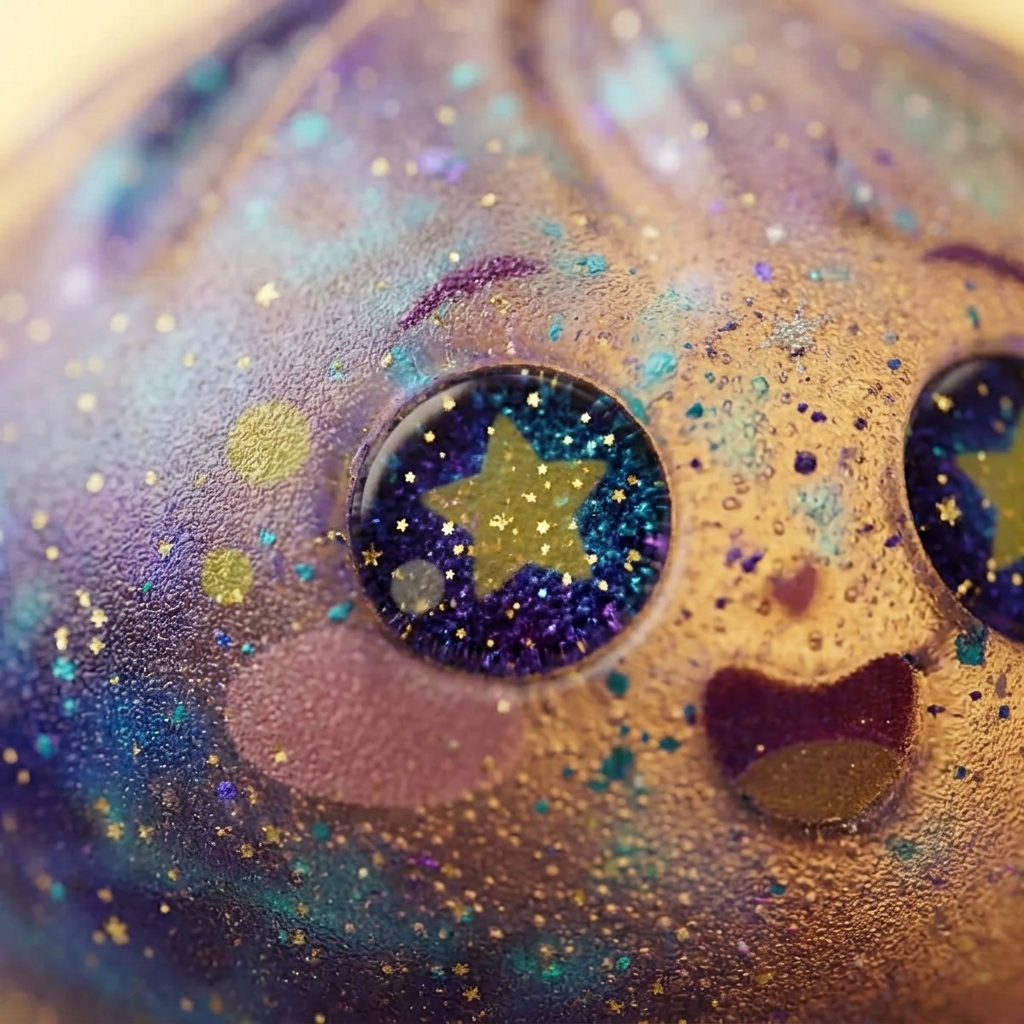 Galaxy Dumpling Squishy Tähtitaivas — makrolähikuva tekstuurista