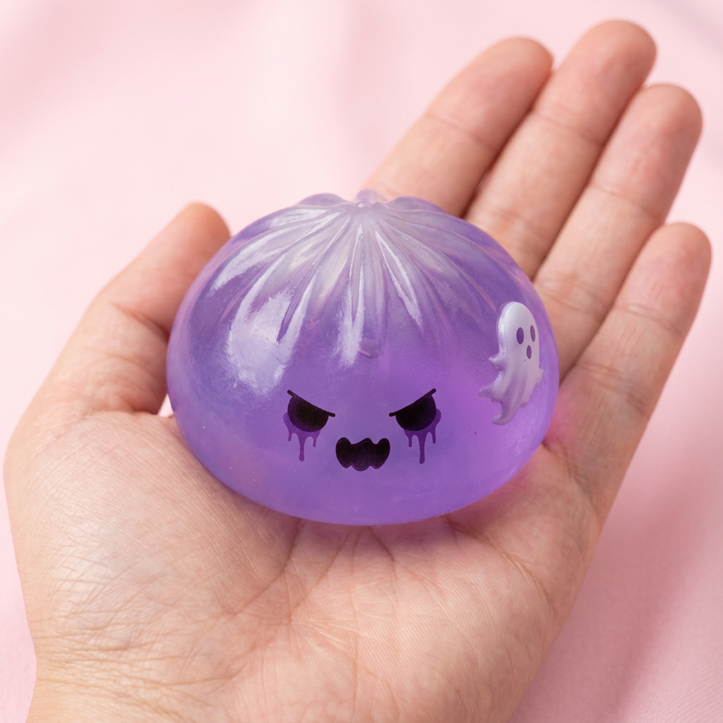 Aave Dumpling Squishy Boo kädessä — kokovertailu