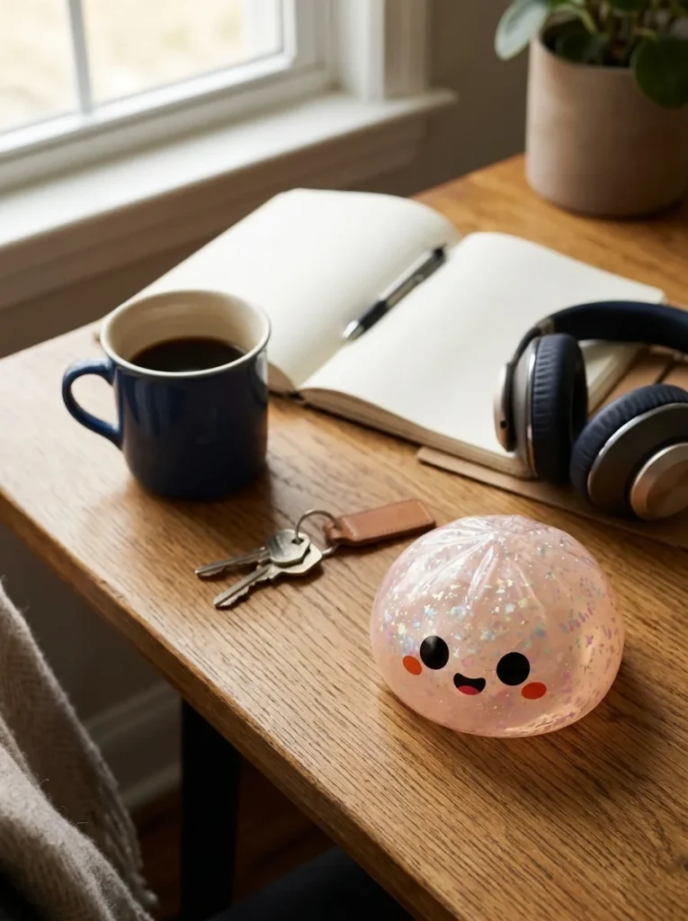Glitter Dumpling Squishy Halloween Fantomi työpöydällä