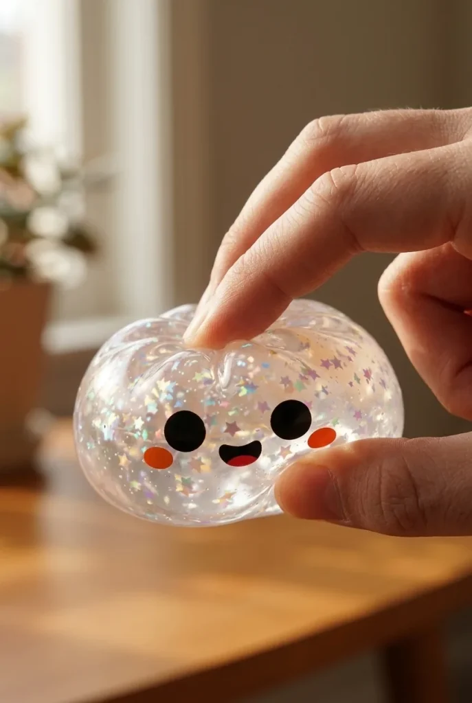 Glitter Dumpling Squishy Halloween Fantomi puristuksessa