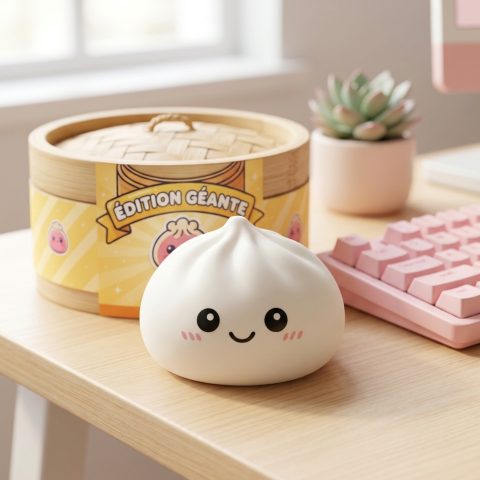 Giant Dumpling Squishy XXL 25 cm arkisessa asetelmassa