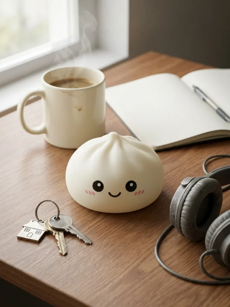 Giant Dumpling Squishy XXL 25 cm työpöydällä — asiakaskuva