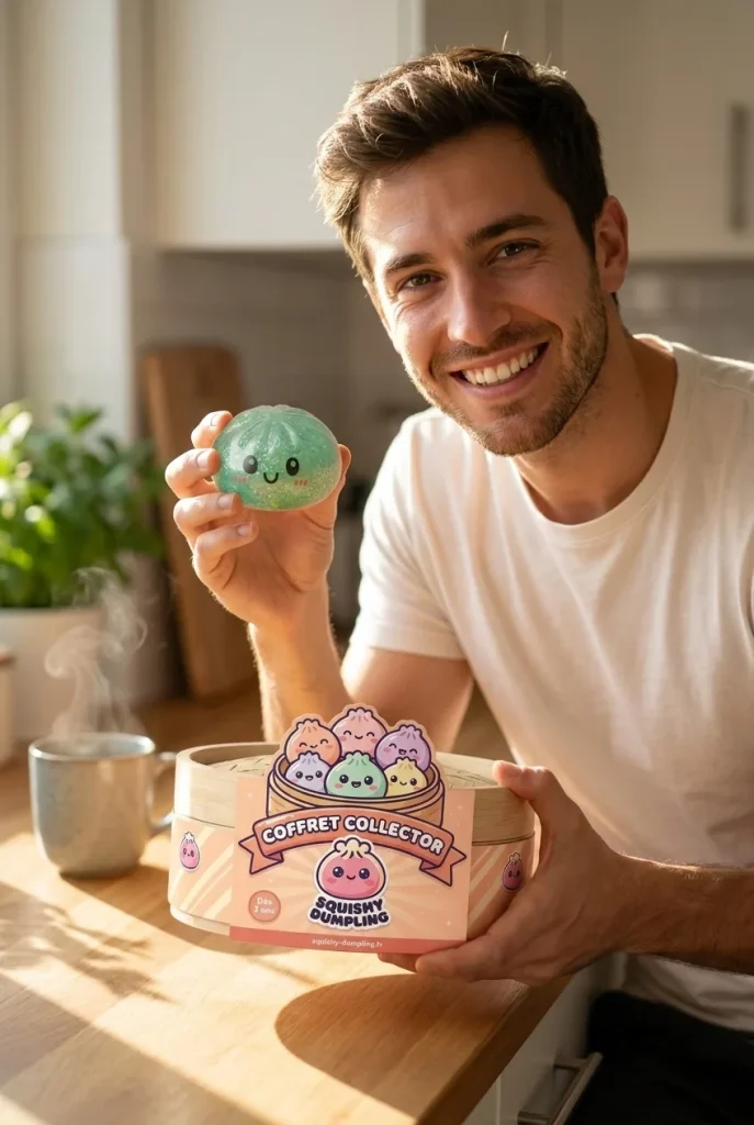 Glitter Dumpling Squishy -setti 6 kpl ja bambutyylinen höyrykori — asiakaskuva