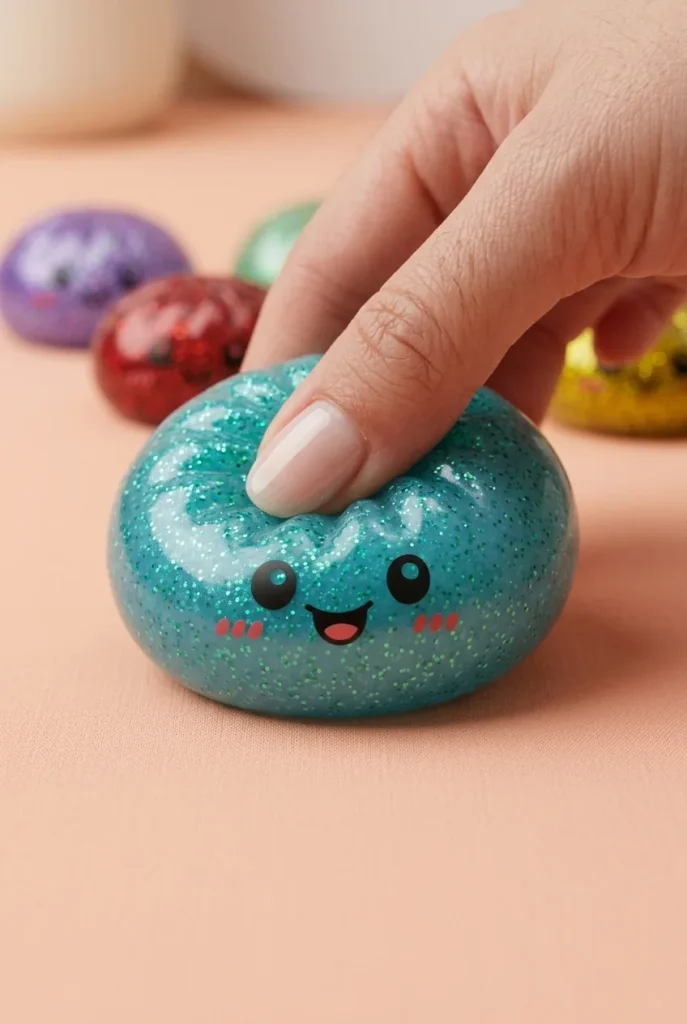 Glitter Dumpling Squishy -setti 6 kpl sormien välissä — asiakaskuva
