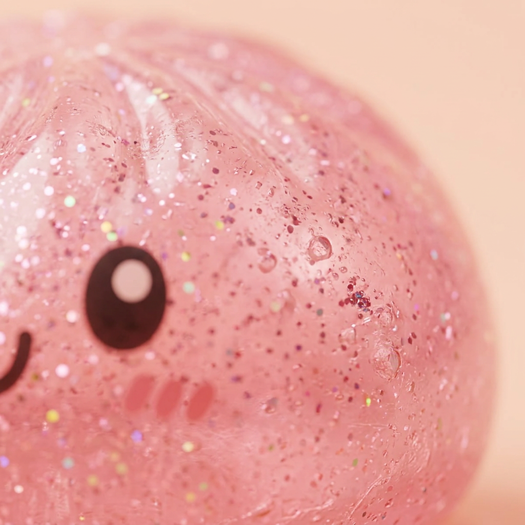 Glitter Dumpling Squishy -setti 6 kpl — makrolähikuva tekstuurista