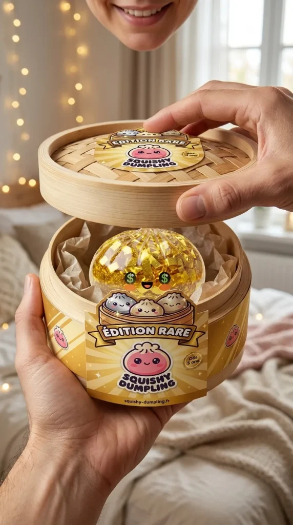 Gold Dumpling Squishy Kultainen Harvinaisuus — unboxing, asiakaskuva