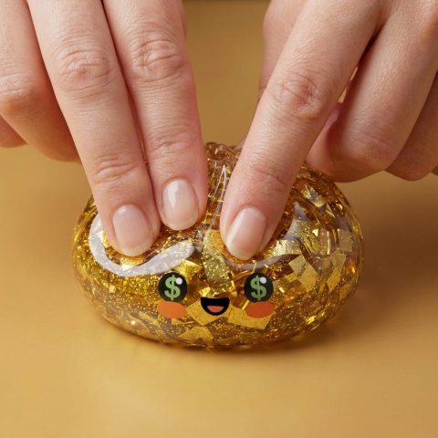 Gold Dumpling Squishy Kultainen Harvinaisuus puristettuna kädessä, squishy-materiaali
