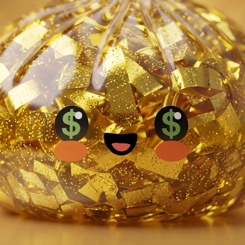 Gold Dumpling Squishy Kultainen Harvinaisuus — makrolähikuva tekstuurista