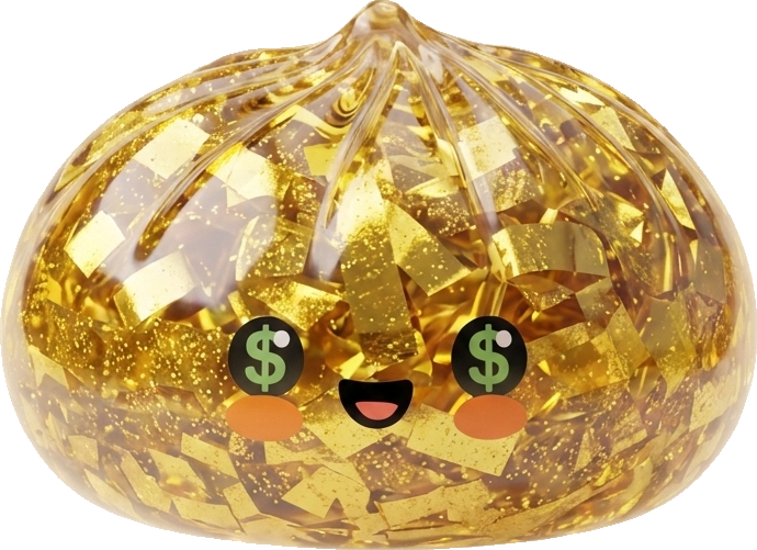 Gold Dumpling Squishy Kultainen Harvinaisuus — squishy antistressilelu, slow-rise, kawaii