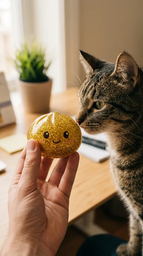 Glitter Dumpling Squishy Kulta ja lemmikki — asiakaskuva